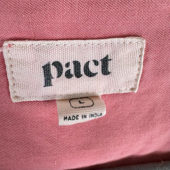 Pact Pink 100% Organic Cotton Sleeveless Collared Shorts Romper Pockets Size L - Picture 7 of 9